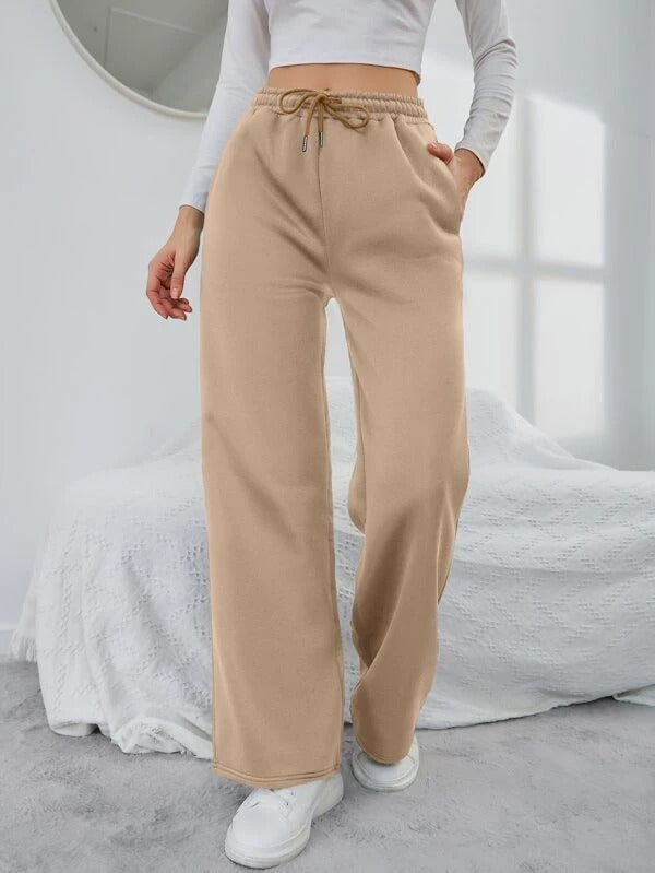 Solid Drawstring Slant Pocket Sweatpants