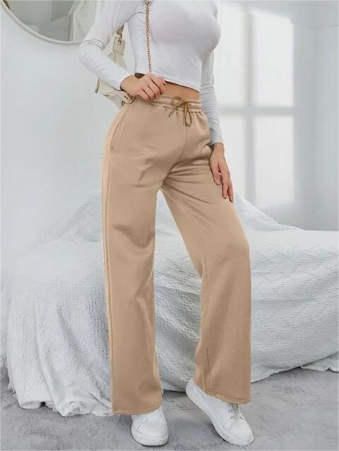 Solid Drawstring Slant Pocket Sweatpants