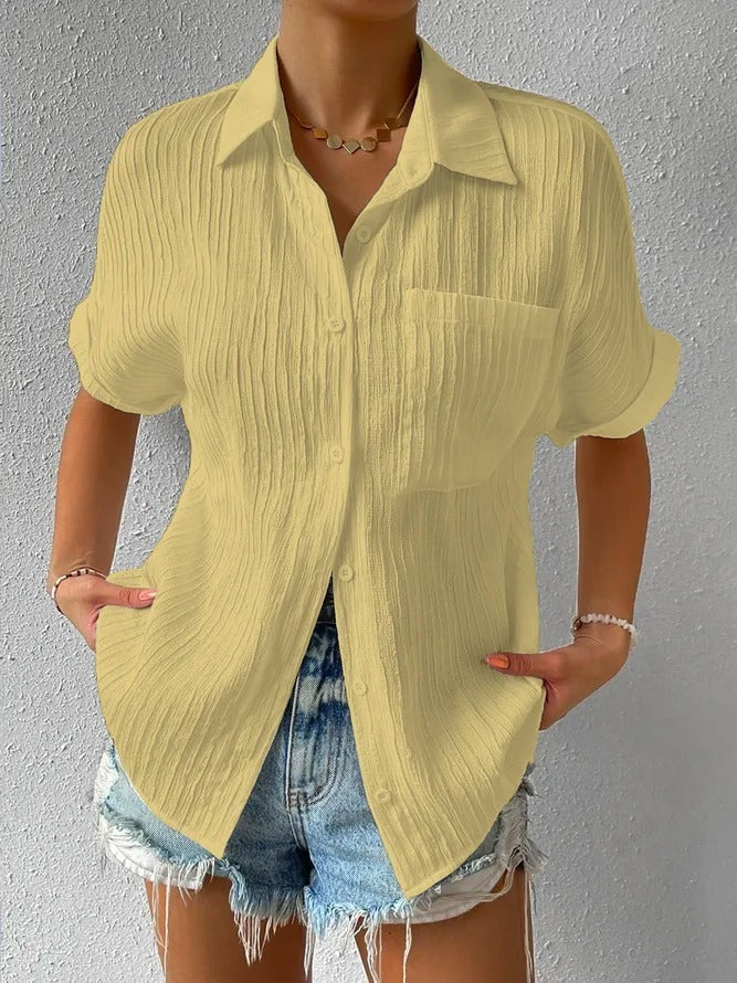 New Shirt Collar Casual Buttoned Loose Blouse