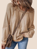 Women'sReverse Seam Waffle Knit Sweatshirt