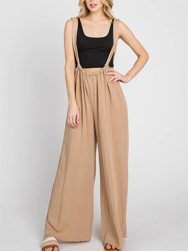 Soft Loose Solid Color Wide Leg Jumpsuit