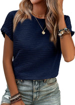 Women's Short Ruffle Sleeve Summer Textured T-Shirts