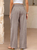 Women's High Waisted Gingham Palazzo Pants