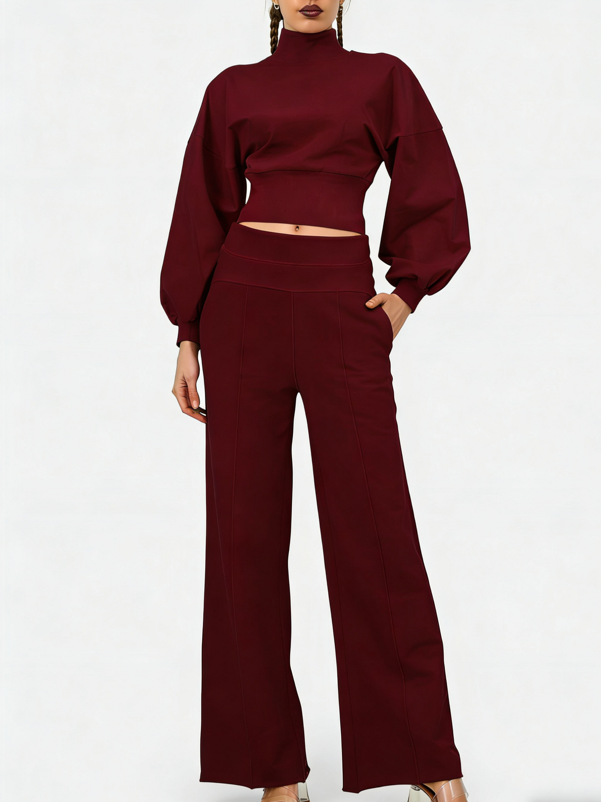 Women's Turtleneck Casual Two-Piece Set
