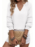Women's 3/4 Sleeve V Neck Pleated Business Tops