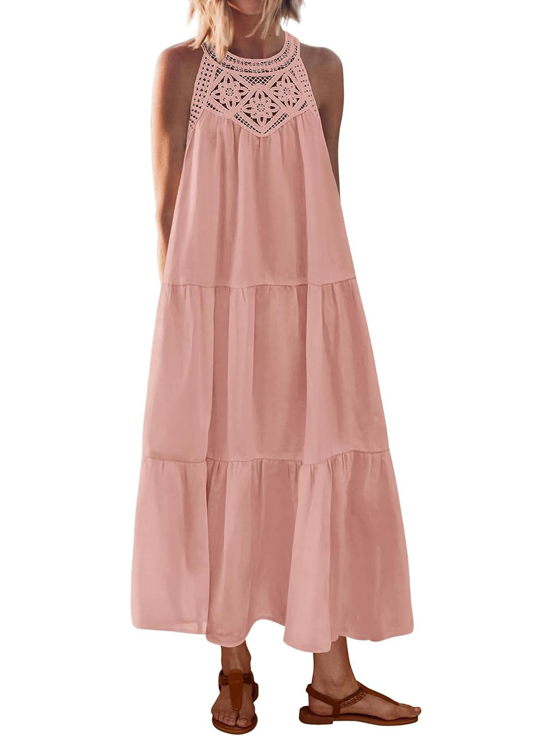 2026 Women's Boho Sleeveless Hollow Out Maxi Dress