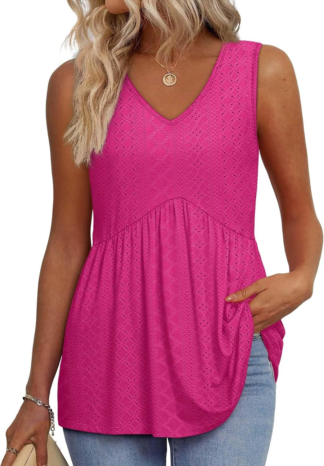 Women's V Neck Printed Tank Top
