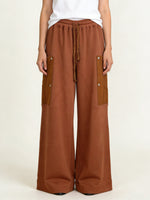 Women's Contrast Pocket Wide-Leg Sweatpants