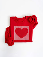 Women's Valentine's Day Striped Heart Print Crewneck Sweatshirt