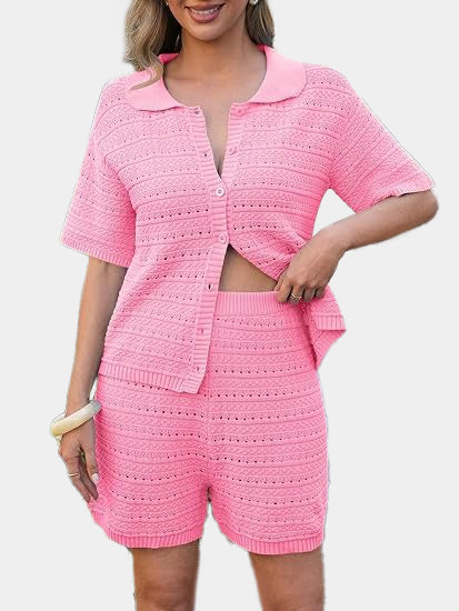 Women's Crochet Knit Tops and Shorts 2 Piece