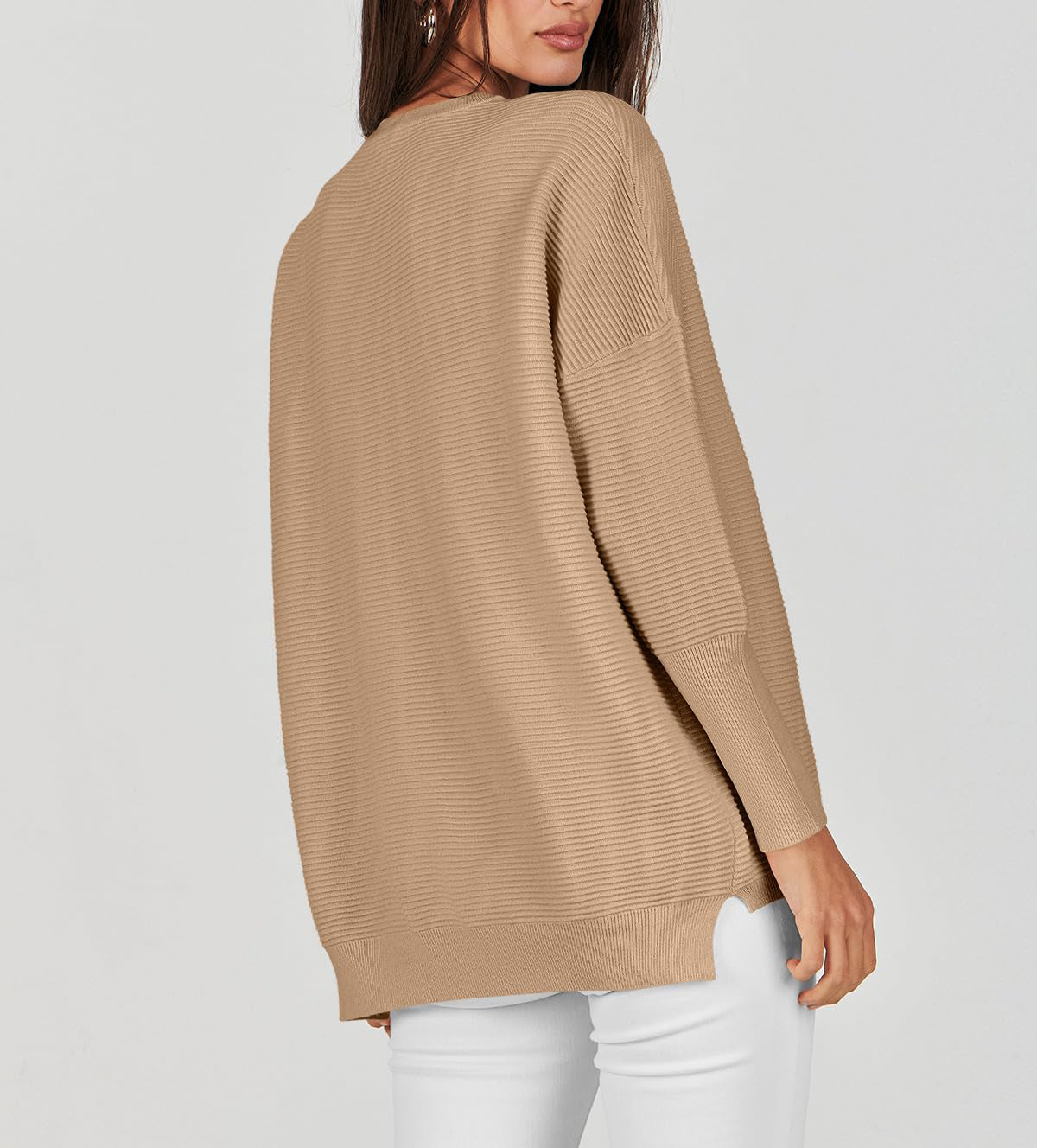 Women's Long Batwing Sleeve Ribbed Knit Sweater