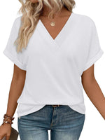 Women's Summer V Neck Short Sleeve Basic T Shirt
