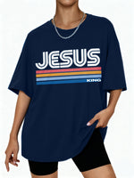 Retro Jesus King Oversized Cotton T-Shirt