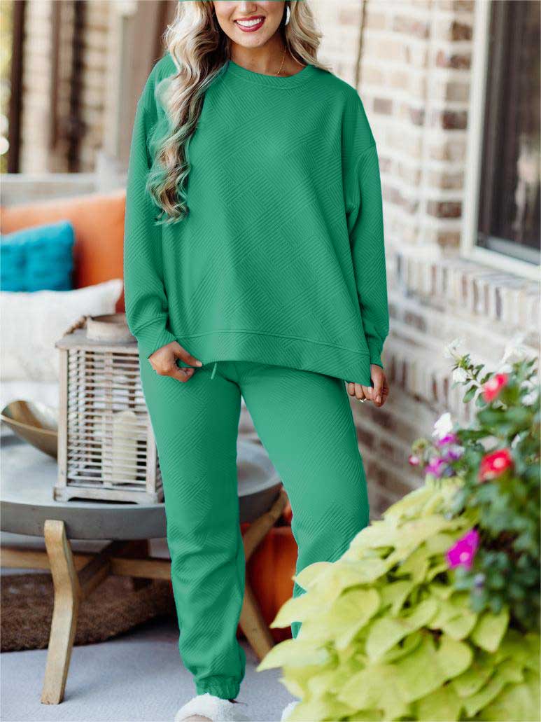 Textured Lounge Pullover and Jogger Set