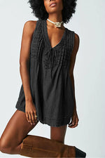 Women's Denim Pleated Romper