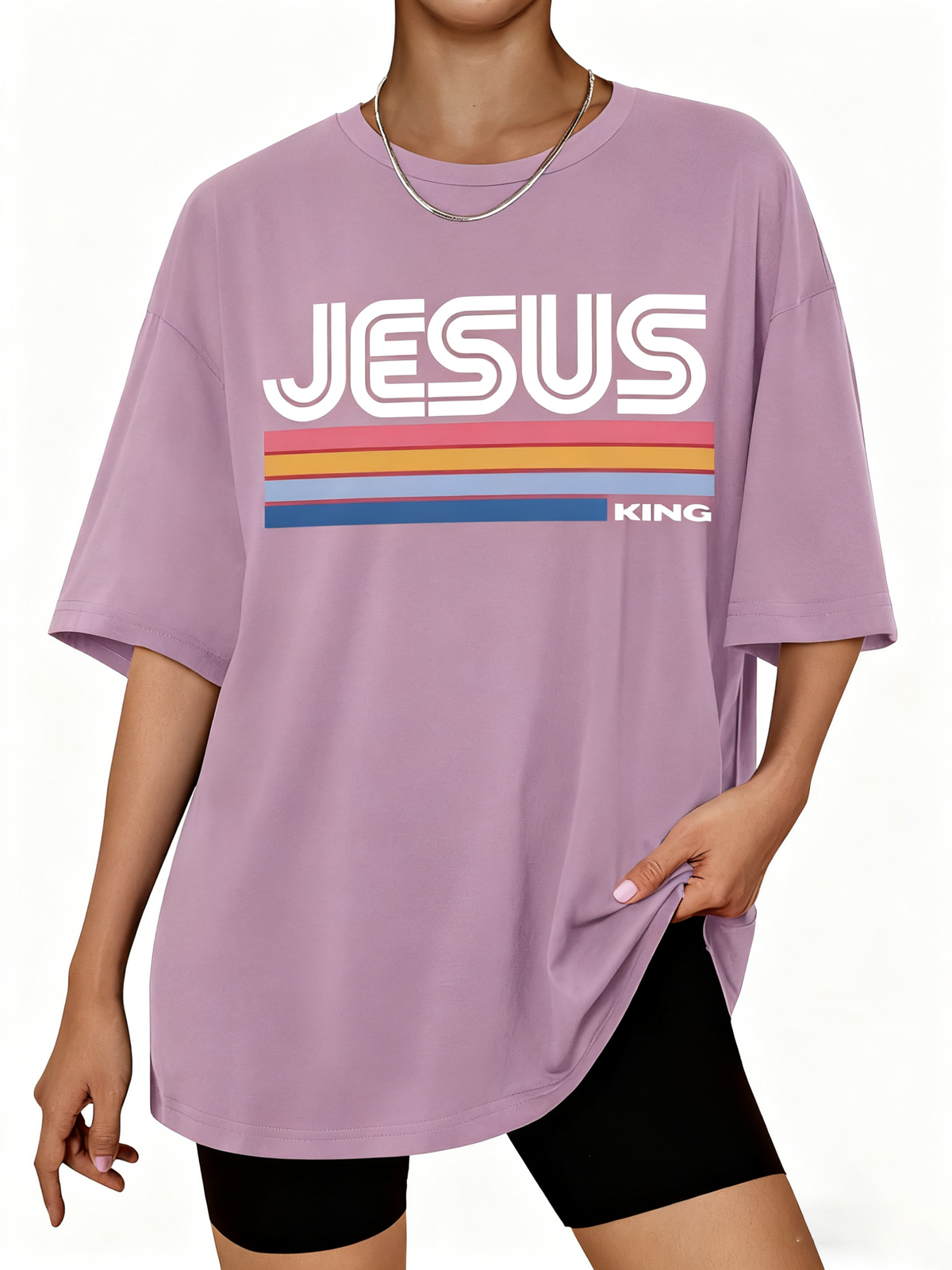 Retro Jesus King Oversized Cotton T-Shirt