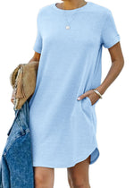 Women's Casual Short Sleeve T-shirt Dress with Pocket