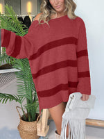Women's Lightweight Striped Drop Shoulder Sweater Tunic