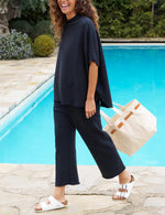 Women's Casual Batwing Sleeve Pullover Top and Wide Leg Set