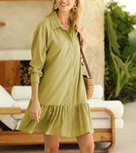 Women's Fashion Loose Button Down Shirt Dress