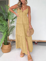 Women's Ditsy Floral Plunge Neckline Tiered Maxi Dress