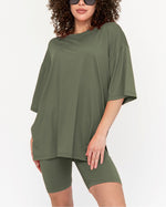 Women's Oversized Solid Biker Short Set