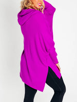 Women's Oversized Bat Sleeve Ribbed Hooded Pullover