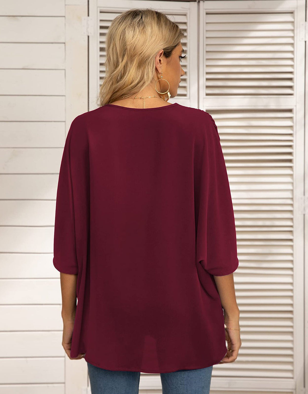 Summer New Women's Bat Sleeve V-neck T-shirt
