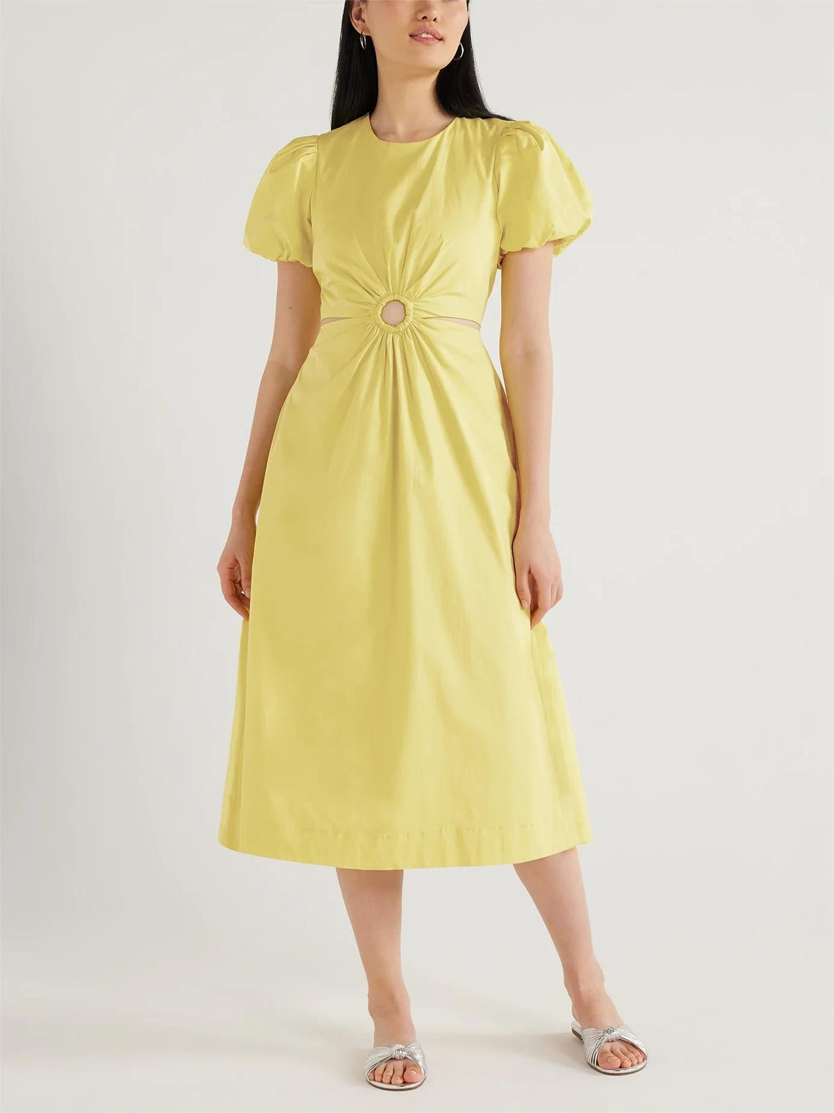 Bubble Sleeve Cutout Dress