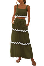 Women's Square Neck Lace Up Half Skirt Set