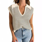Women's V-Neck Sleeveless Striped Top