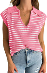 Women's V-Neck Sleeveless Striped Top