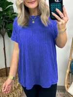 Washed Ribbed Plunger Short Sleeve