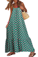 Women's Spaghetti Strap Ruffled Bohe Maxi Dress