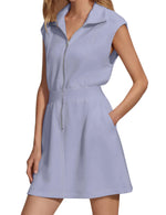 Women's Zipper Mini Dress with Pockets