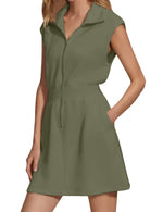 Women's Zipper Mini Dress with Pockets