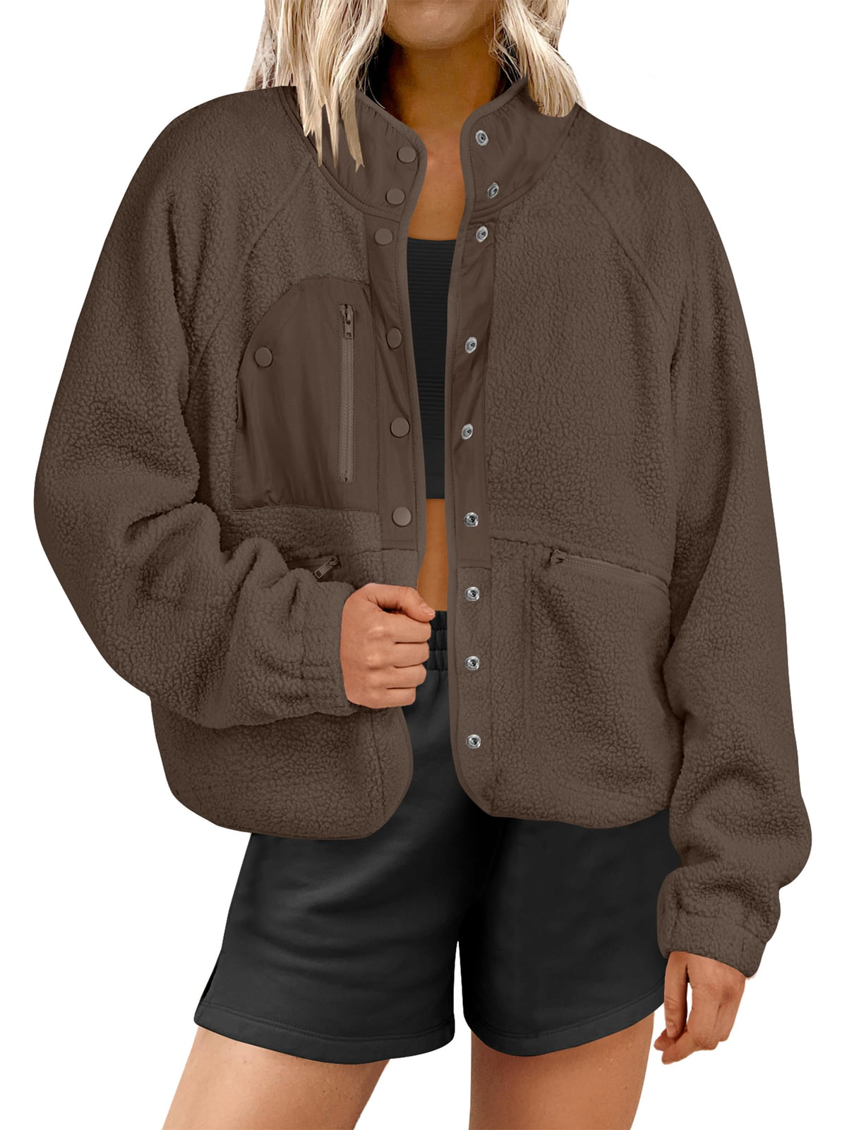 Women'sButton Down Fuzzy Fleece Jacket