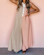 Women's Oversized Striped Sleeveless Jumpsuit