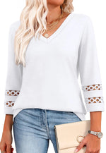 Women's 3/4 Length Sleeve Trendy V Neck T-Shirts