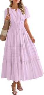 Women's Boho A-line Flowy Maxi Dress