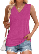Women's Summer Loose V Neck Sleeveless Basic Tank Tops
