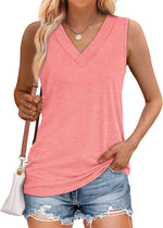 Women's Summer Loose V Neck Sleeveless Basic Tank Tops
