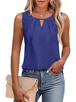 Women's Summer Keyhole Neck Pleated Tank Tops