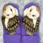 Hand Knitted Wool Nordic Mittens With Owls