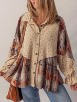 Women's Vintage Plaid Patchwork Shirt