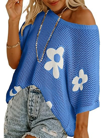 Summer 2026 Short Sleeve Floral Crochet Tops