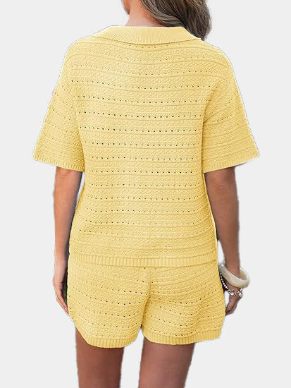 Women's Crochet Knit Tops and Shorts 2 Piece