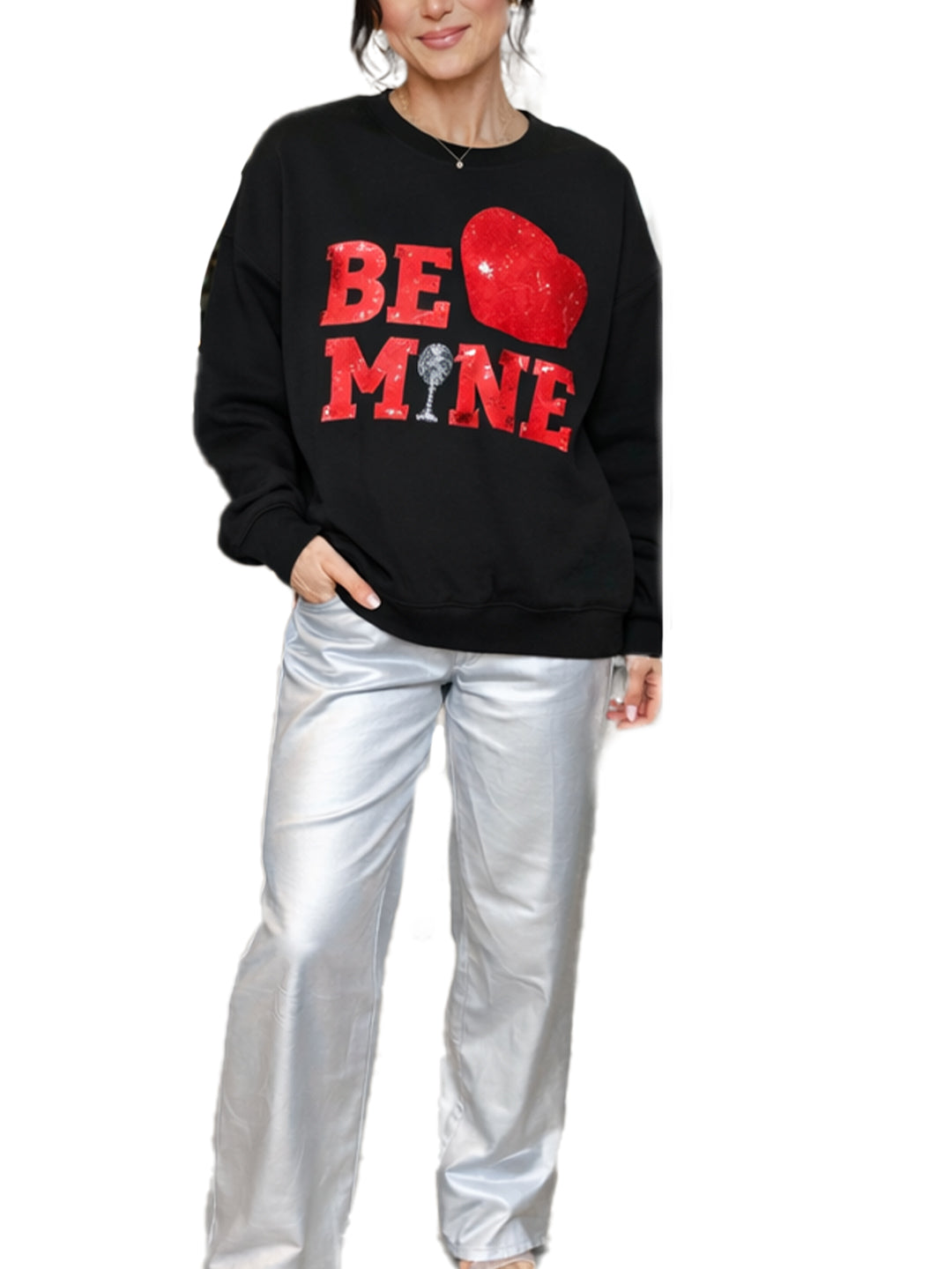 Valentine?¡¥s Day Be Mine Sequined Sweatshirt