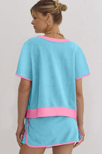 Hot Sale - Summer Colorblock T-Shirt and Skort 2Pcs Set