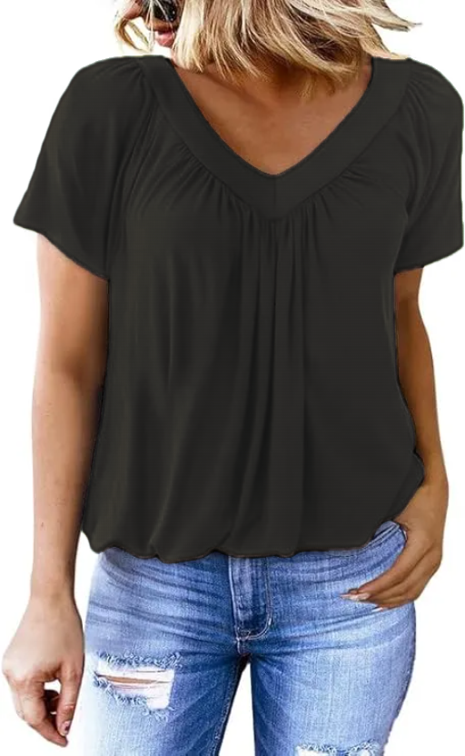 Women's Casual Short Sleeve V Neck Basic T-shirts